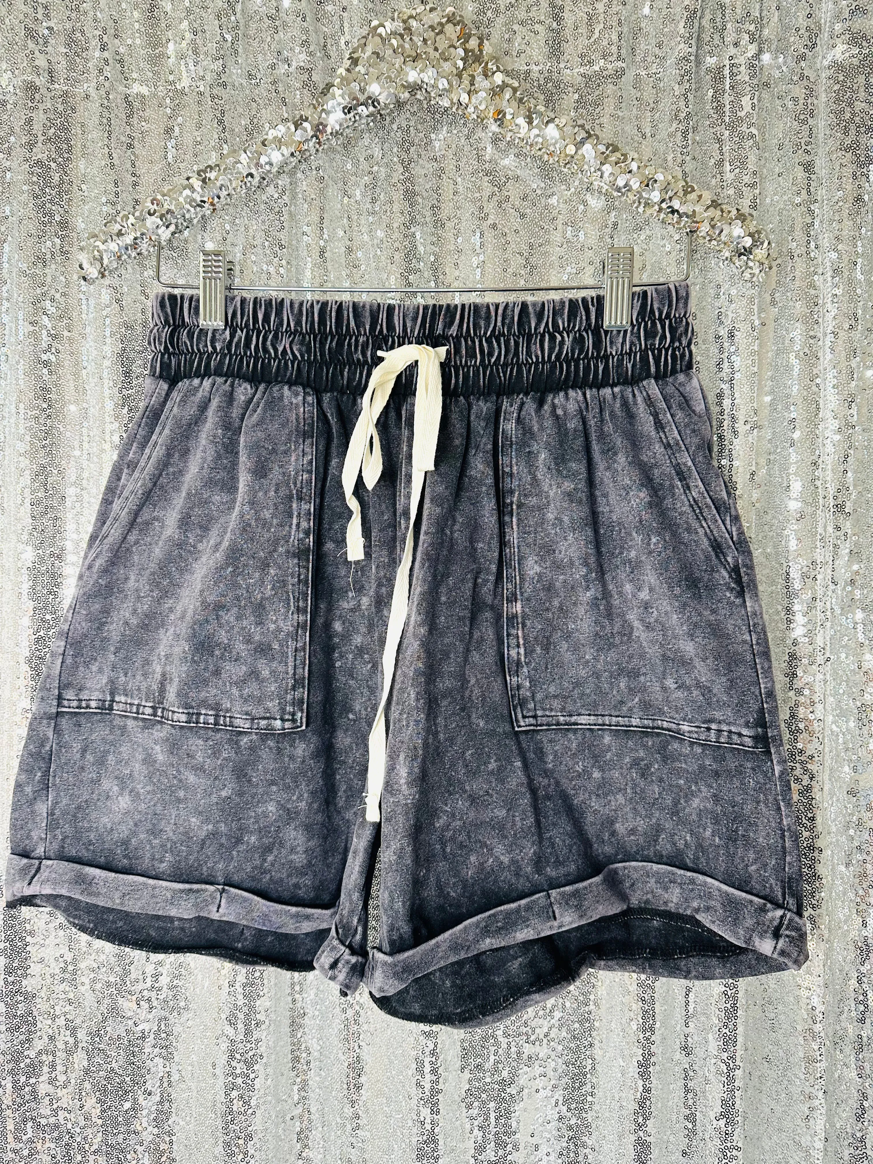 1 : Zenana - Mineral Wash Vneck Top Or Shorts