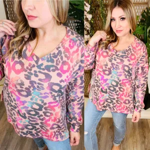 Animal Print Top: Pinks