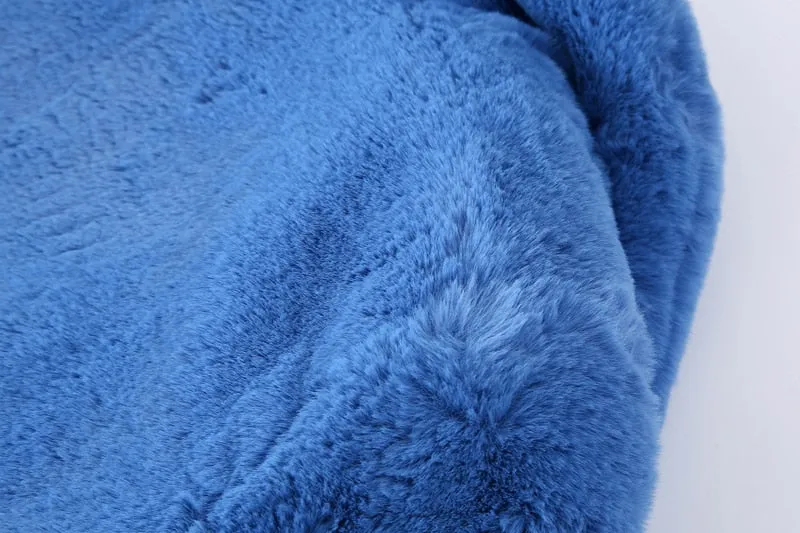 Blue For You Faux Fur Short Waist Jacket