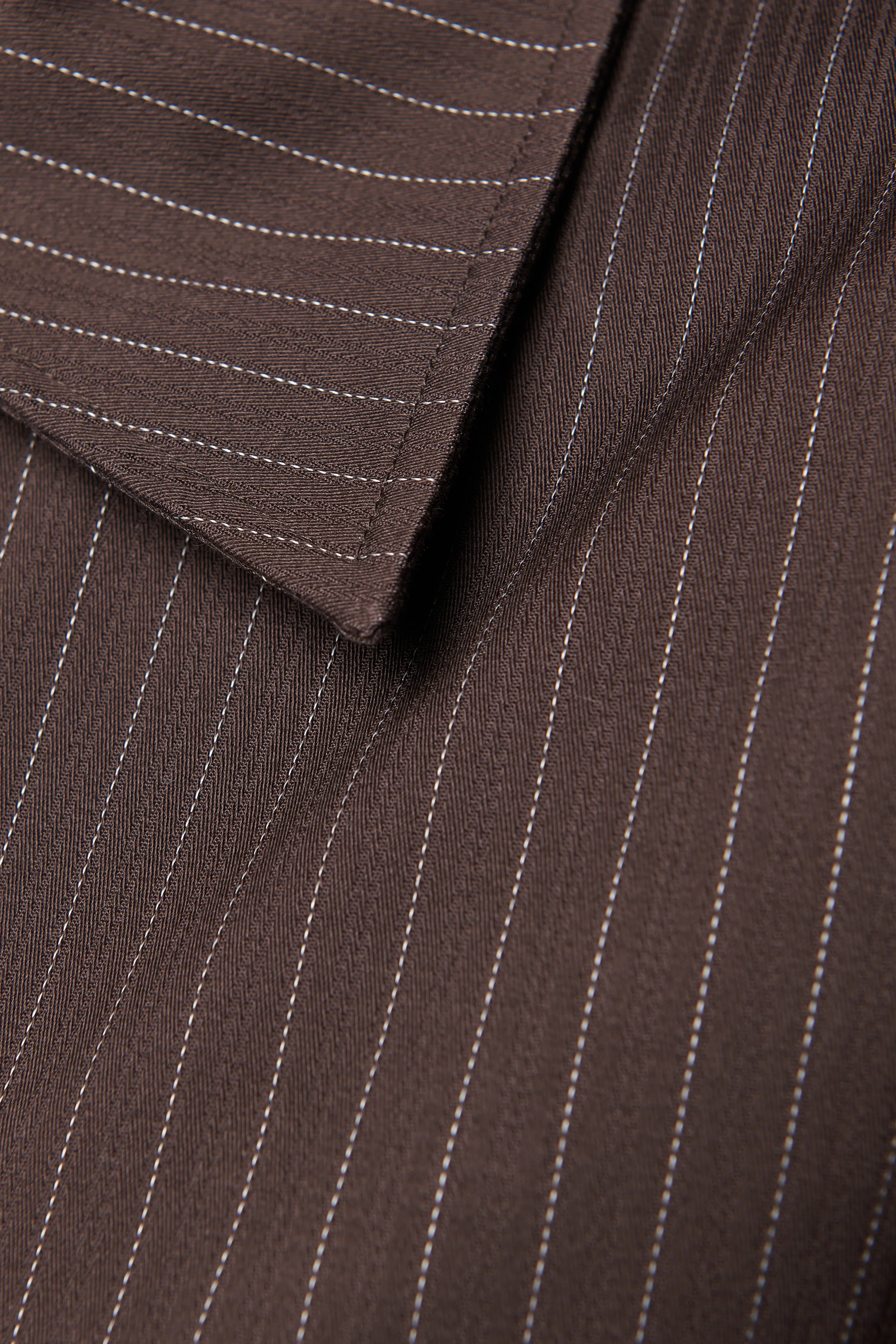 Brown Slim Striped Blazer