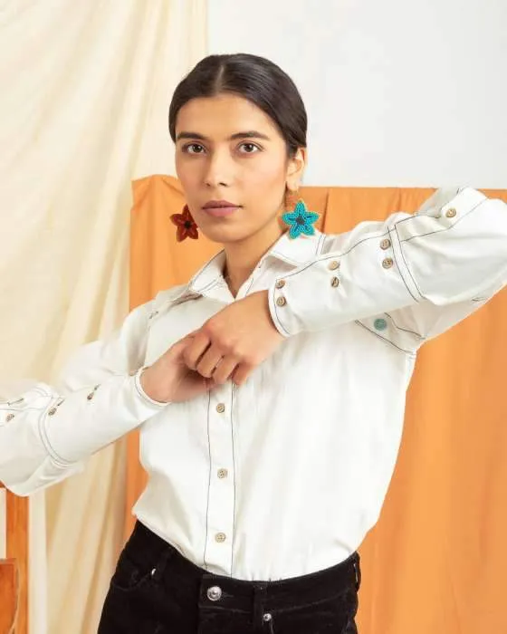 Buttoned up classic crisp white shirt