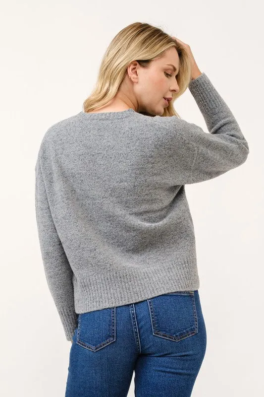 Cozy Grey Round-Neck Sweater