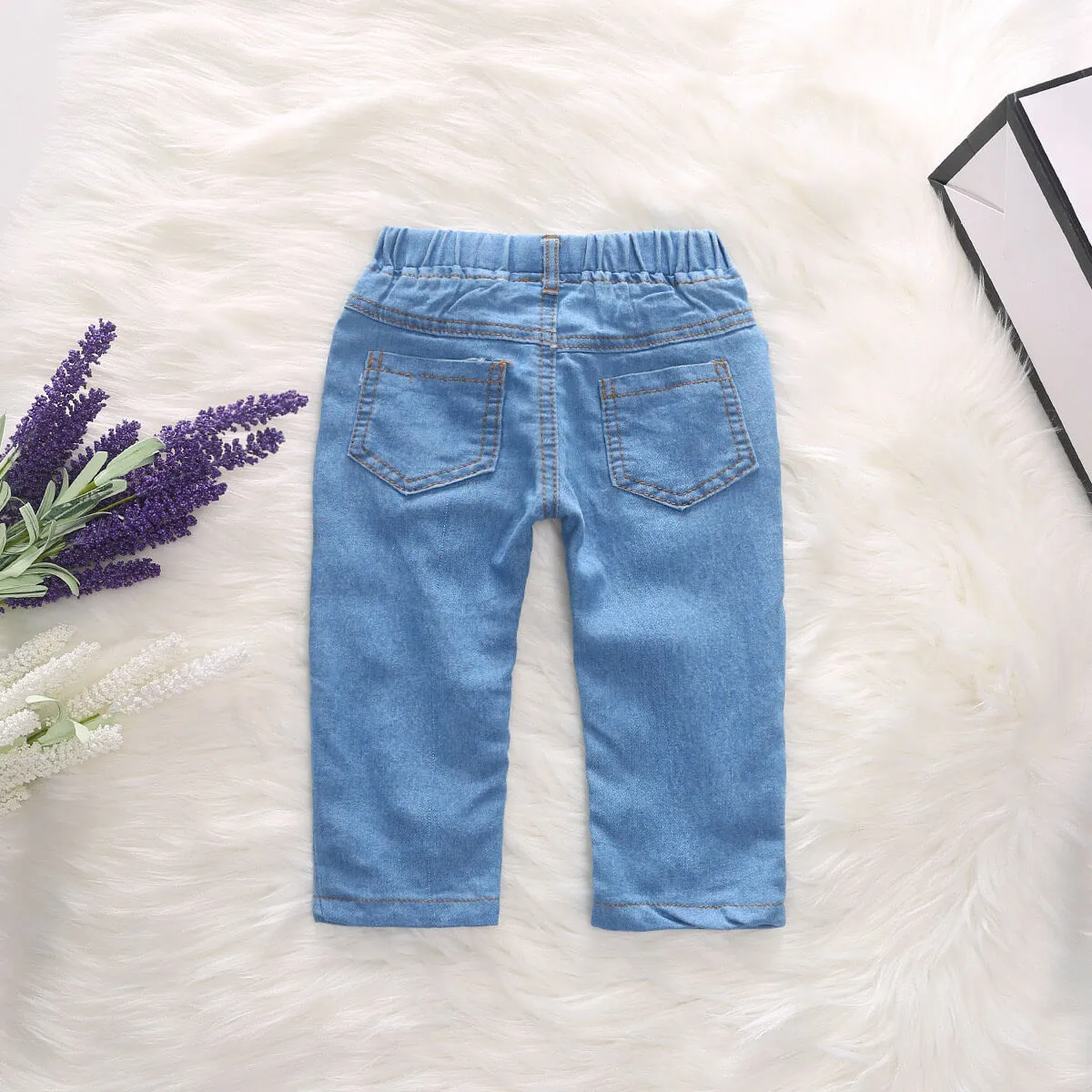 Girls Stylish Pearls Ripped Stretchable Jeans
