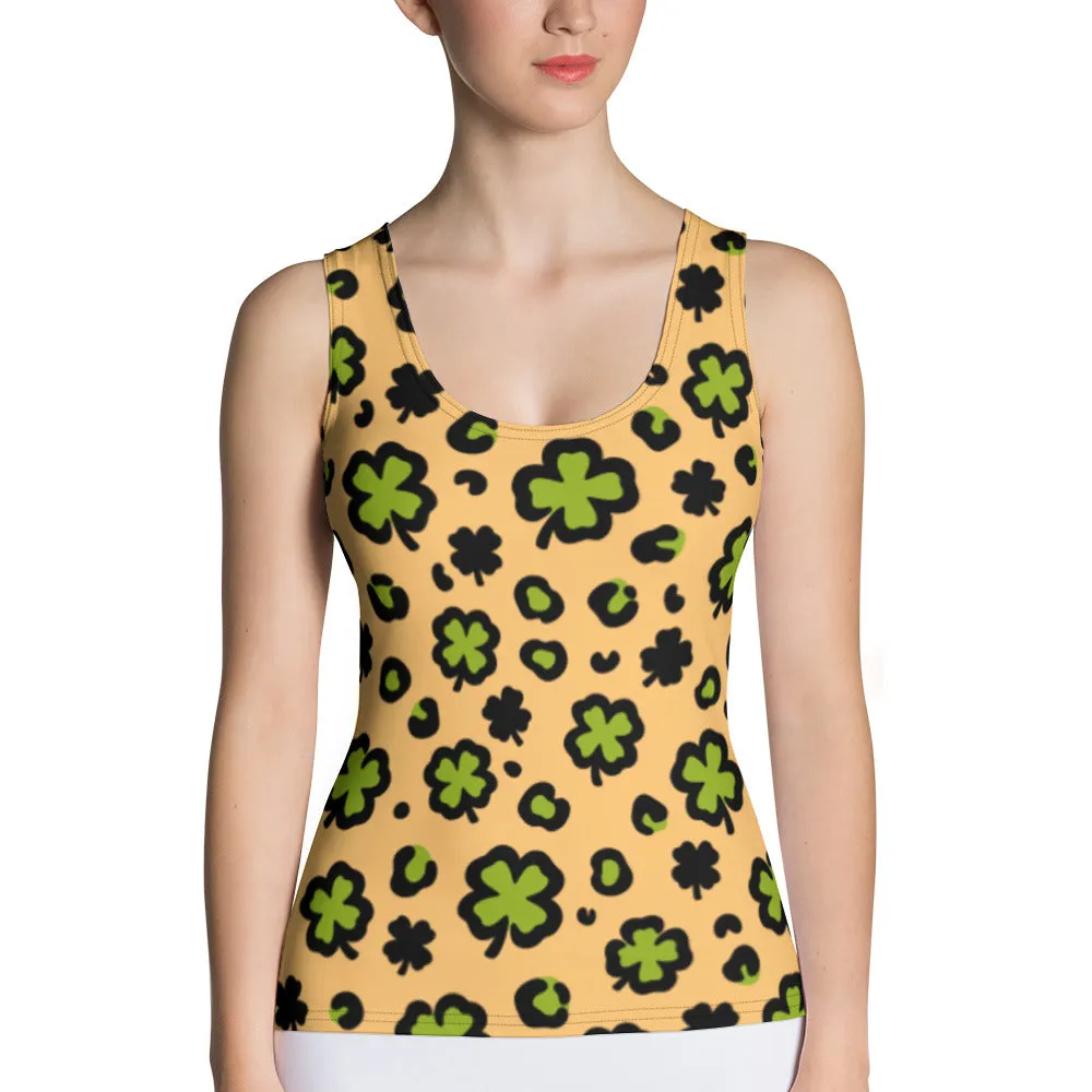 Green Clover Leopard Women's Tank Top
