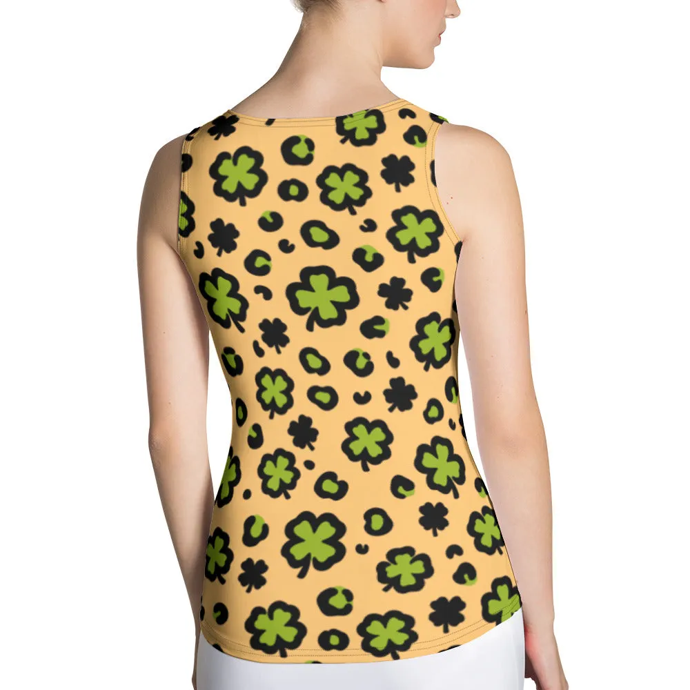 Green Clover Leopard Women's Tank Top