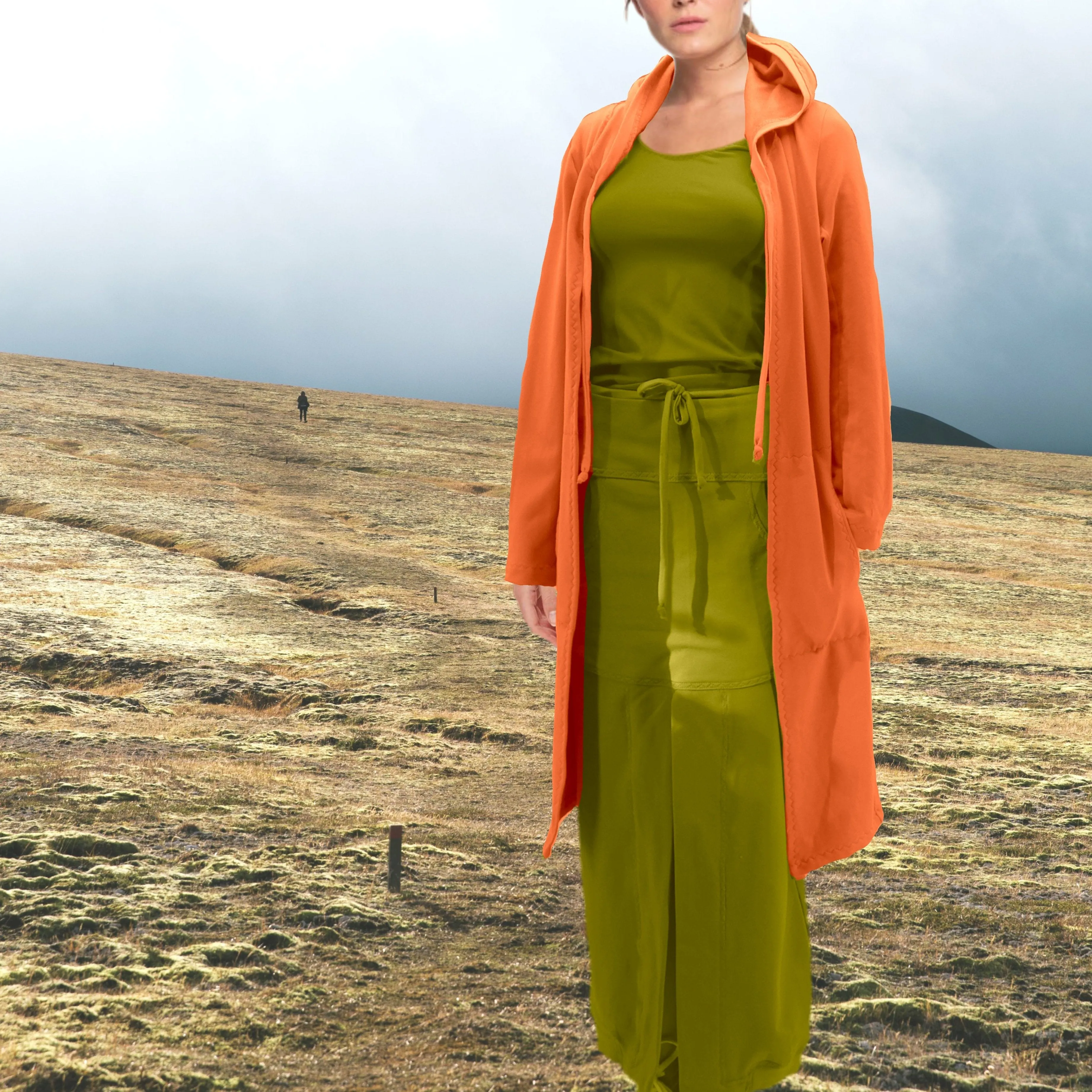 Hooded sweater vest gemaakt van soft sweat bio katoen/ Hooded cardigan made of soft brushed organic cotton