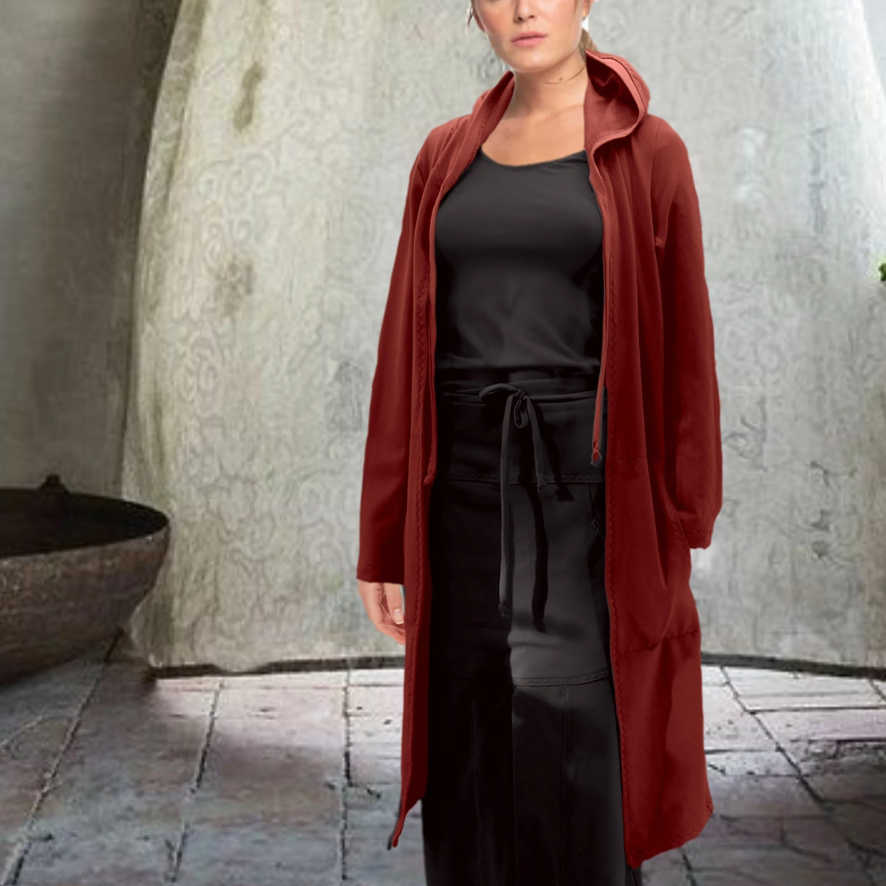 Hooded sweater vest gemaakt van soft sweat bio katoen/ Hooded cardigan made of soft brushed organic cotton