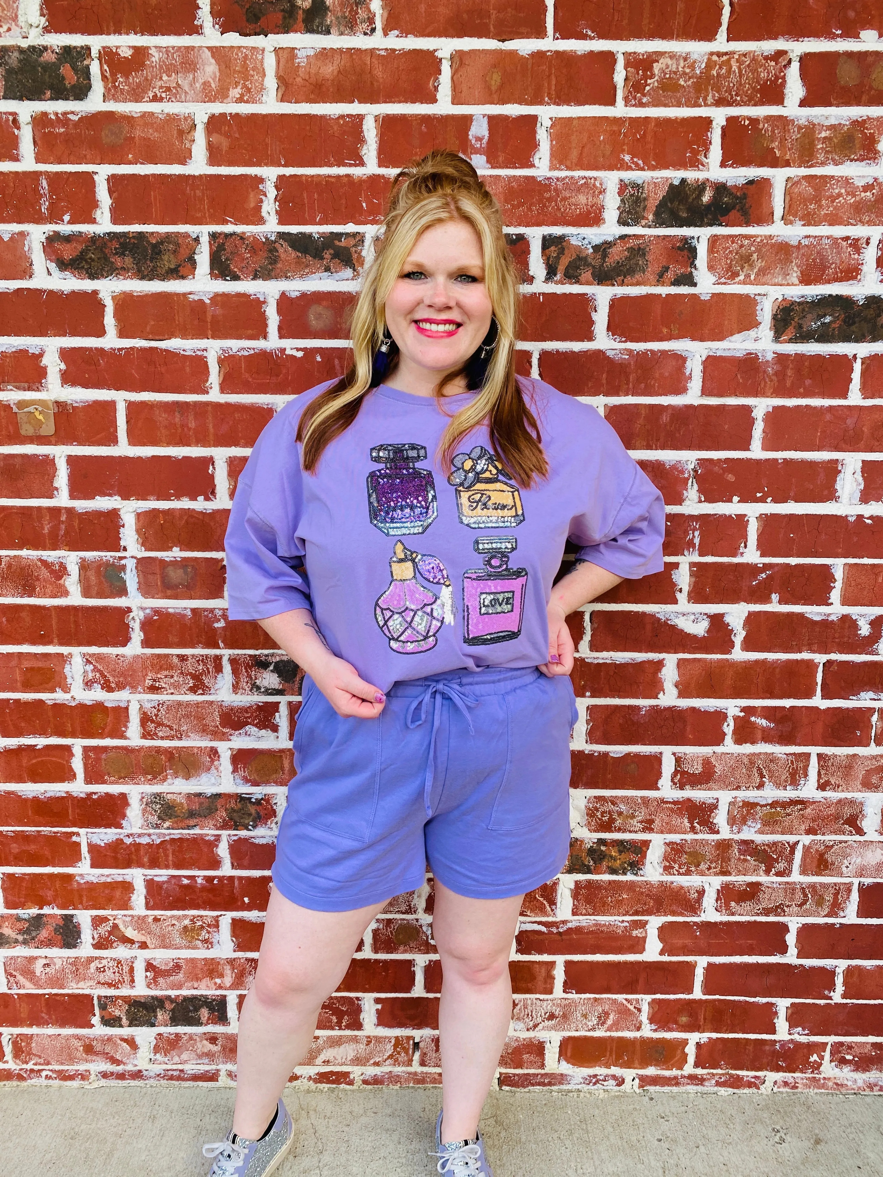 Lavender Relaxed Cotton Shorts