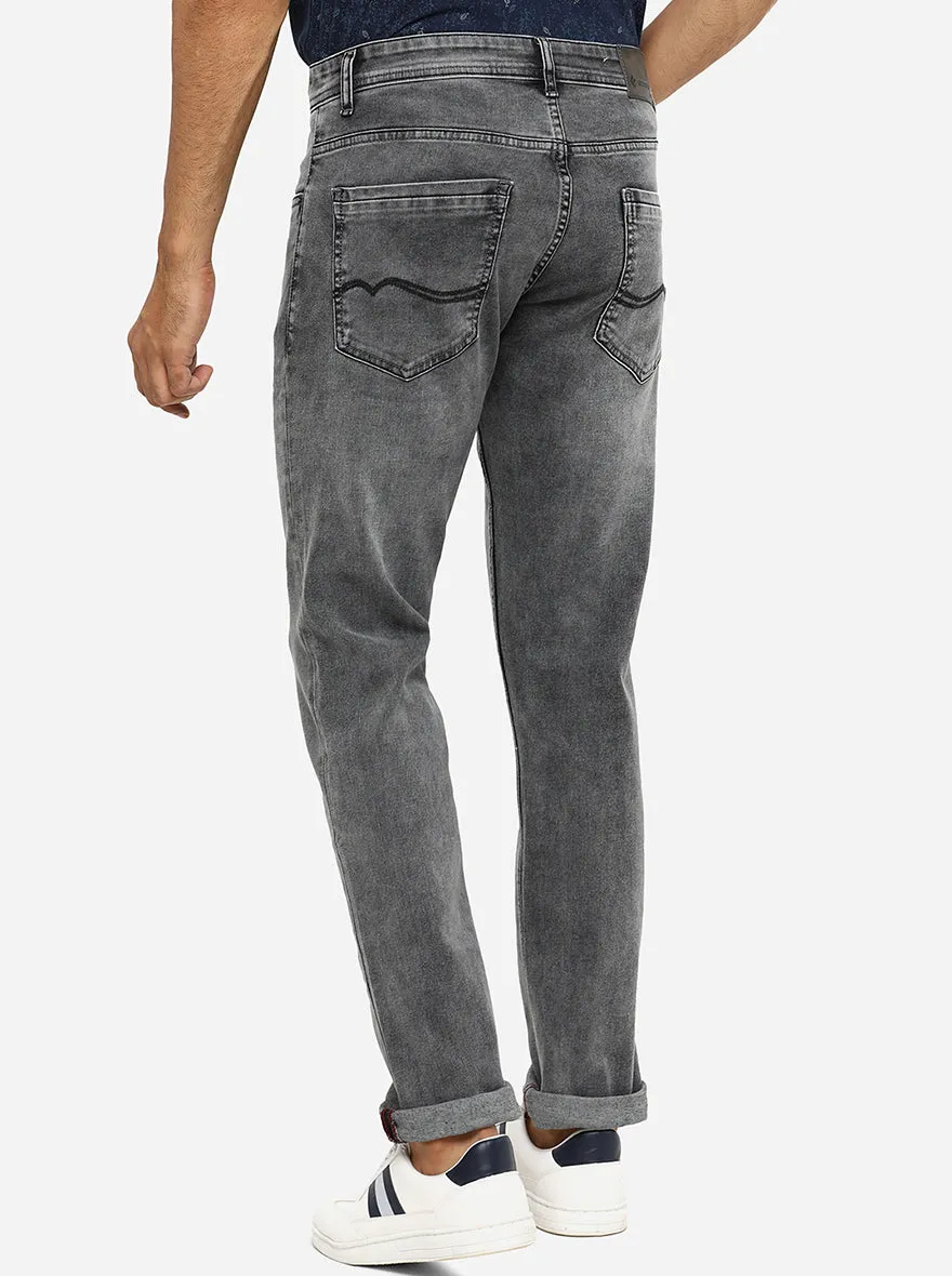 Light Grey Washed Slim Fit Jeans | Greenfibre