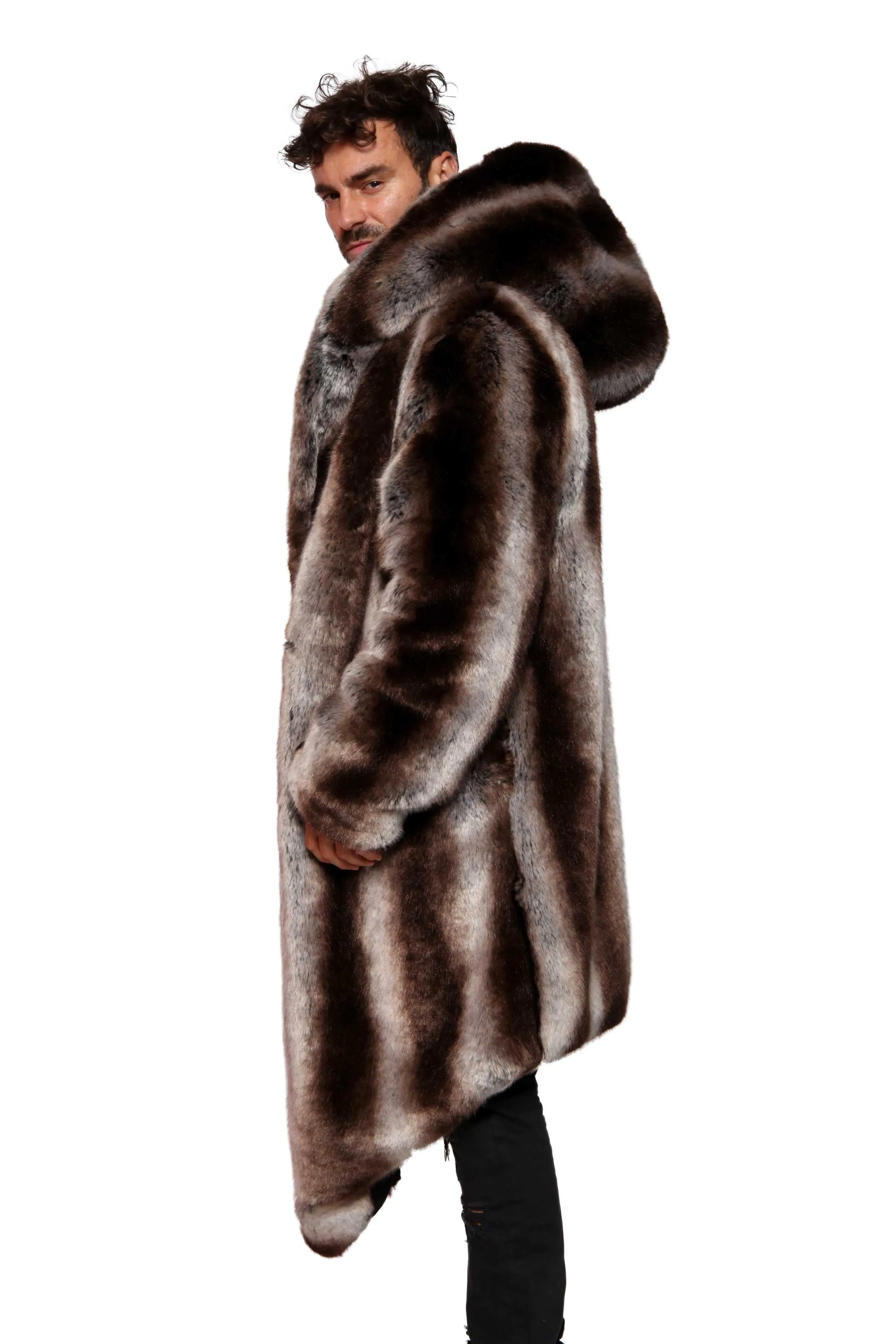 Men's Desert Warrior Coat in "Truffle" Chinchilla STOCK