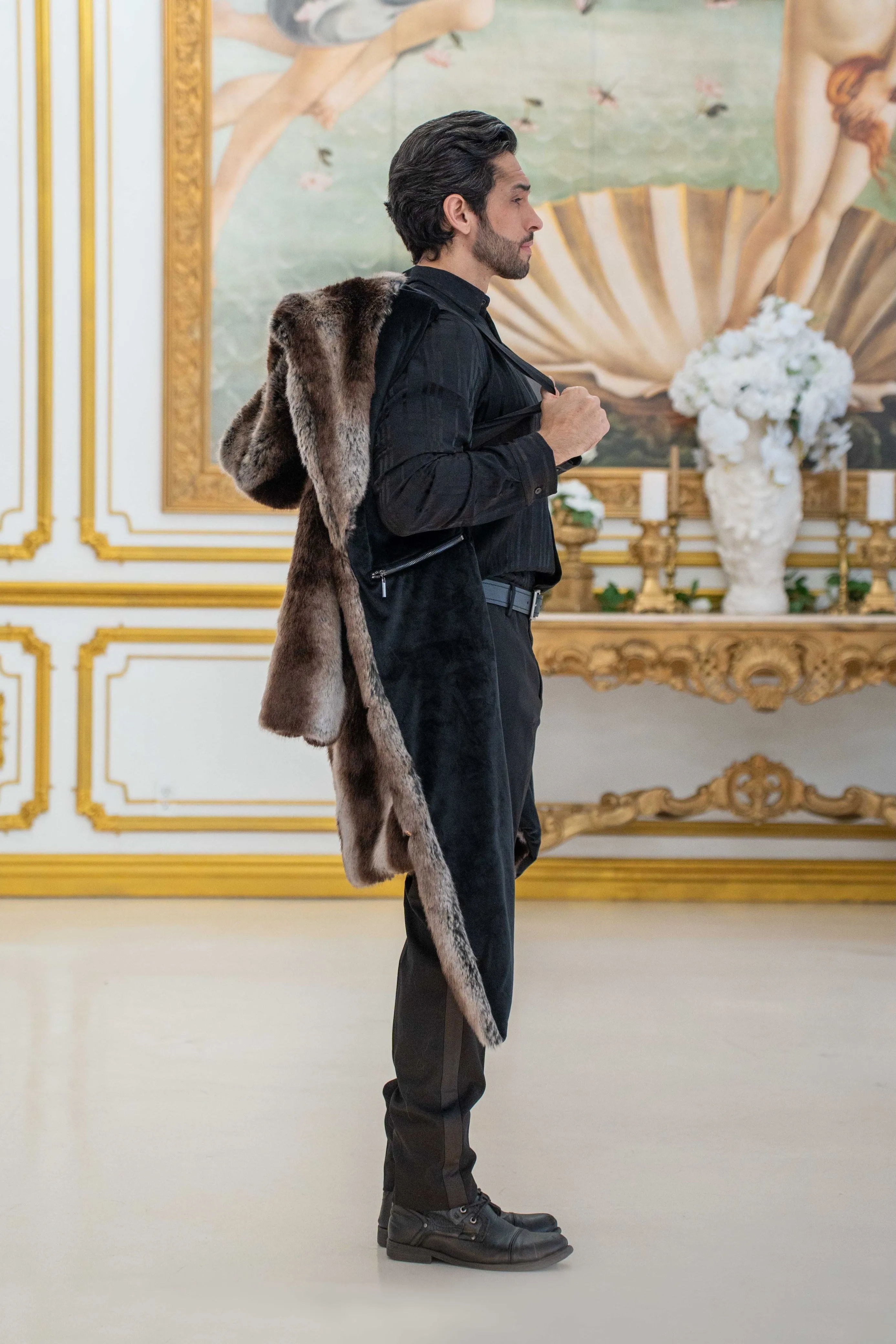 Men's Desert Warrior Coat in "Truffle" Chinchilla STOCK