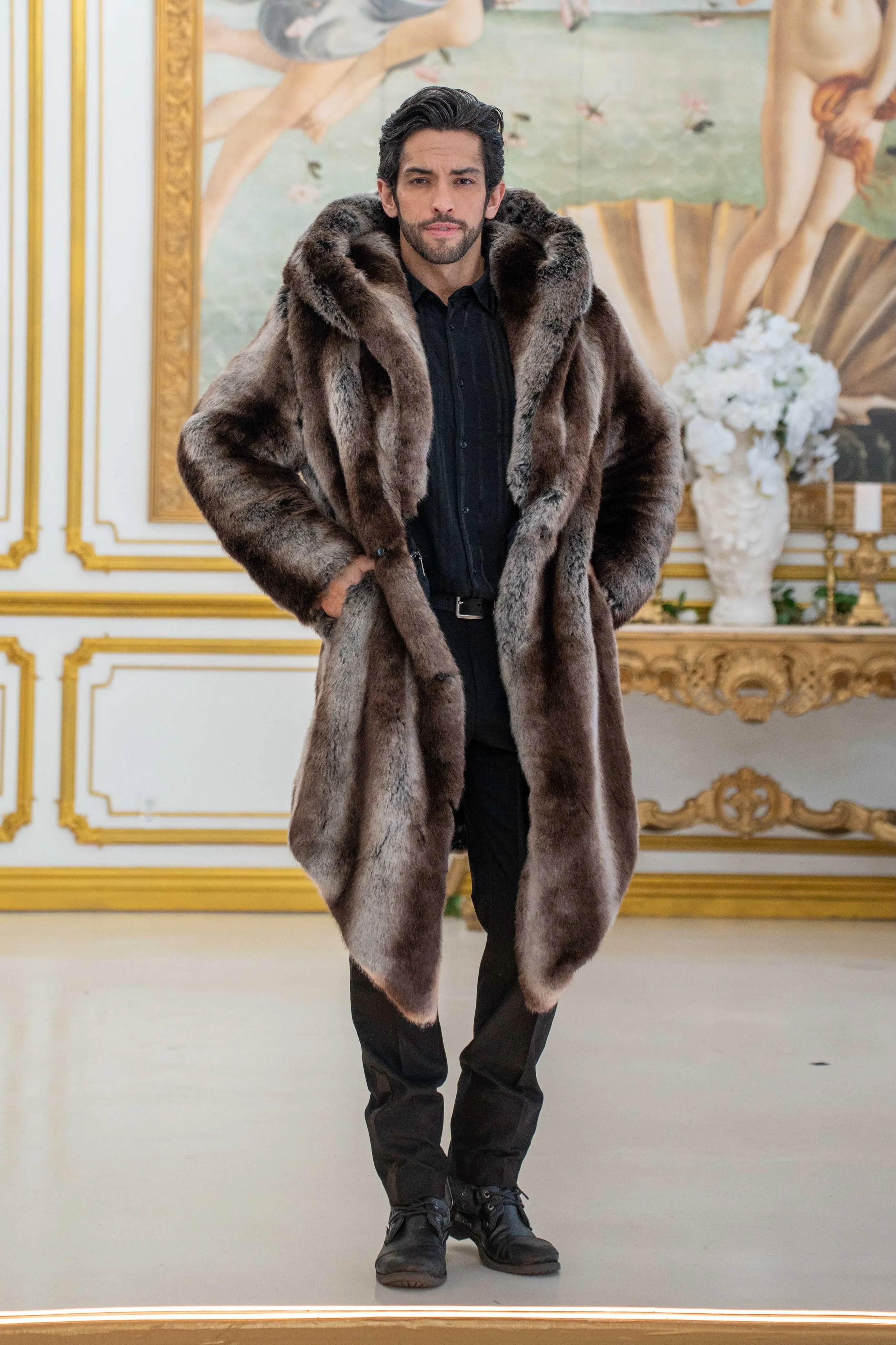 Men's Desert Warrior Coat in "Truffle" Chinchilla STOCK