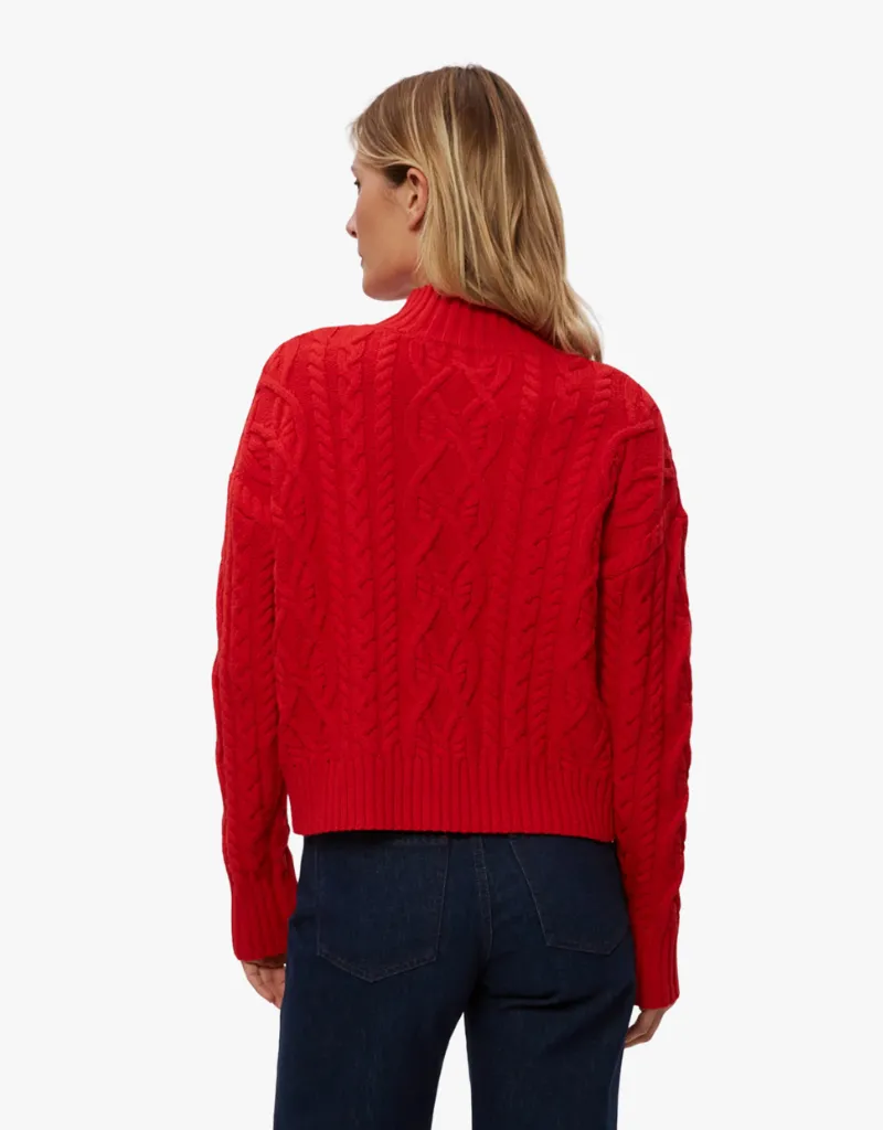 Michael Stars Suki Cable Knit Sweater in Cherry