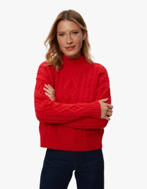 Michael Stars Suki Cable Knit Sweater in Cherry