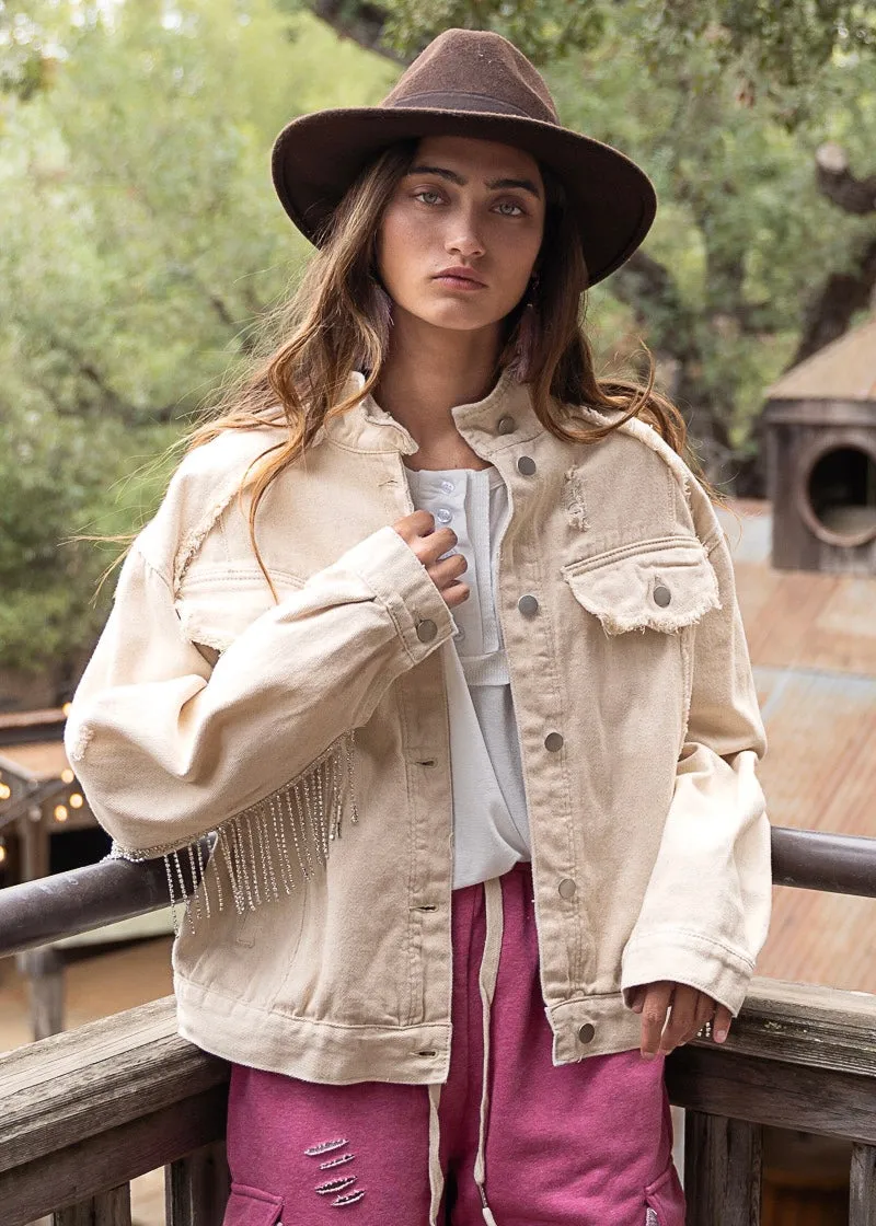 Party in the Back 2.0 Denim Jacket in Oat