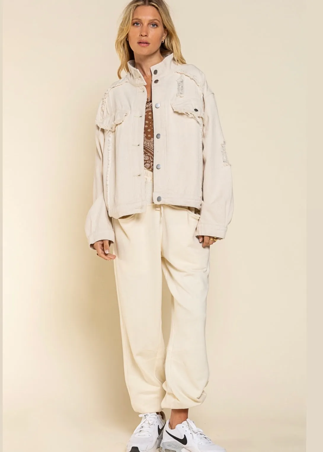 Party in the Back 2.0 Denim Jacket in Oat