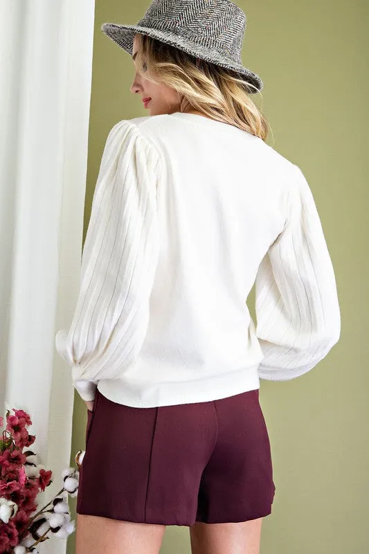 Pleated Puff Sweater