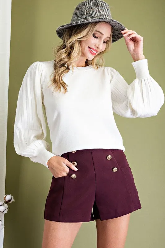 Pleated Puff Sweater
