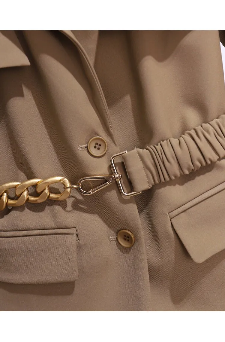 Pre Order:  Chain Belt Flap Pockets Blazer