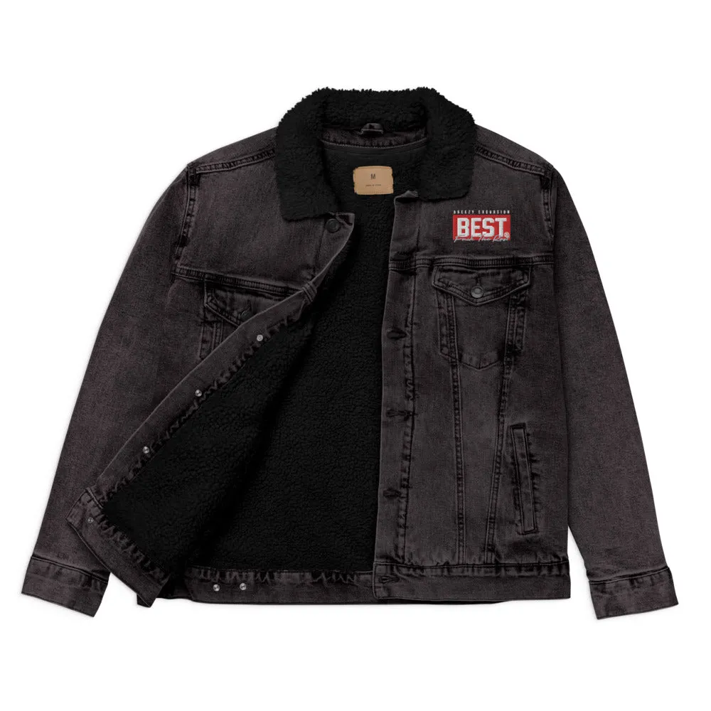 RED BEST BOX Signature Unisex denim sherpa jacket Black