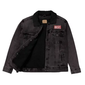RED BEST BOX Signature Unisex denim sherpa jacket Black