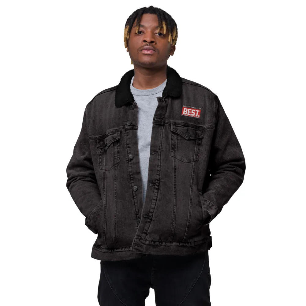 RED BEST BOX Signature Unisex denim sherpa jacket Black