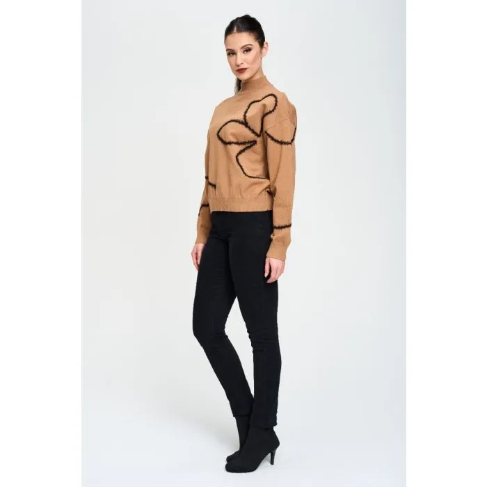 Red Coral Fuzzy Floral Sweater (Only 1 L/XL Left!)