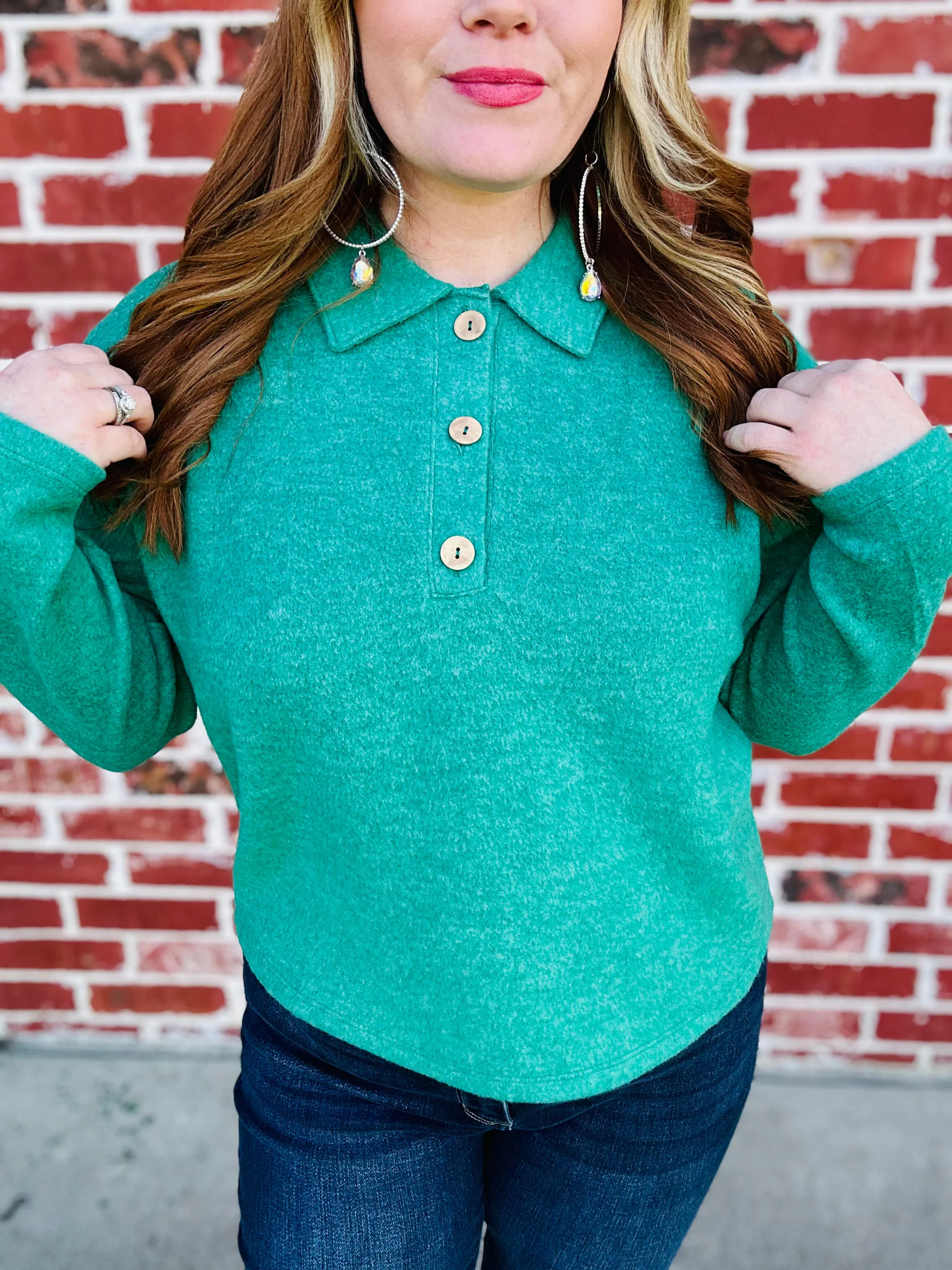 Soft Collared Sweater- Forest