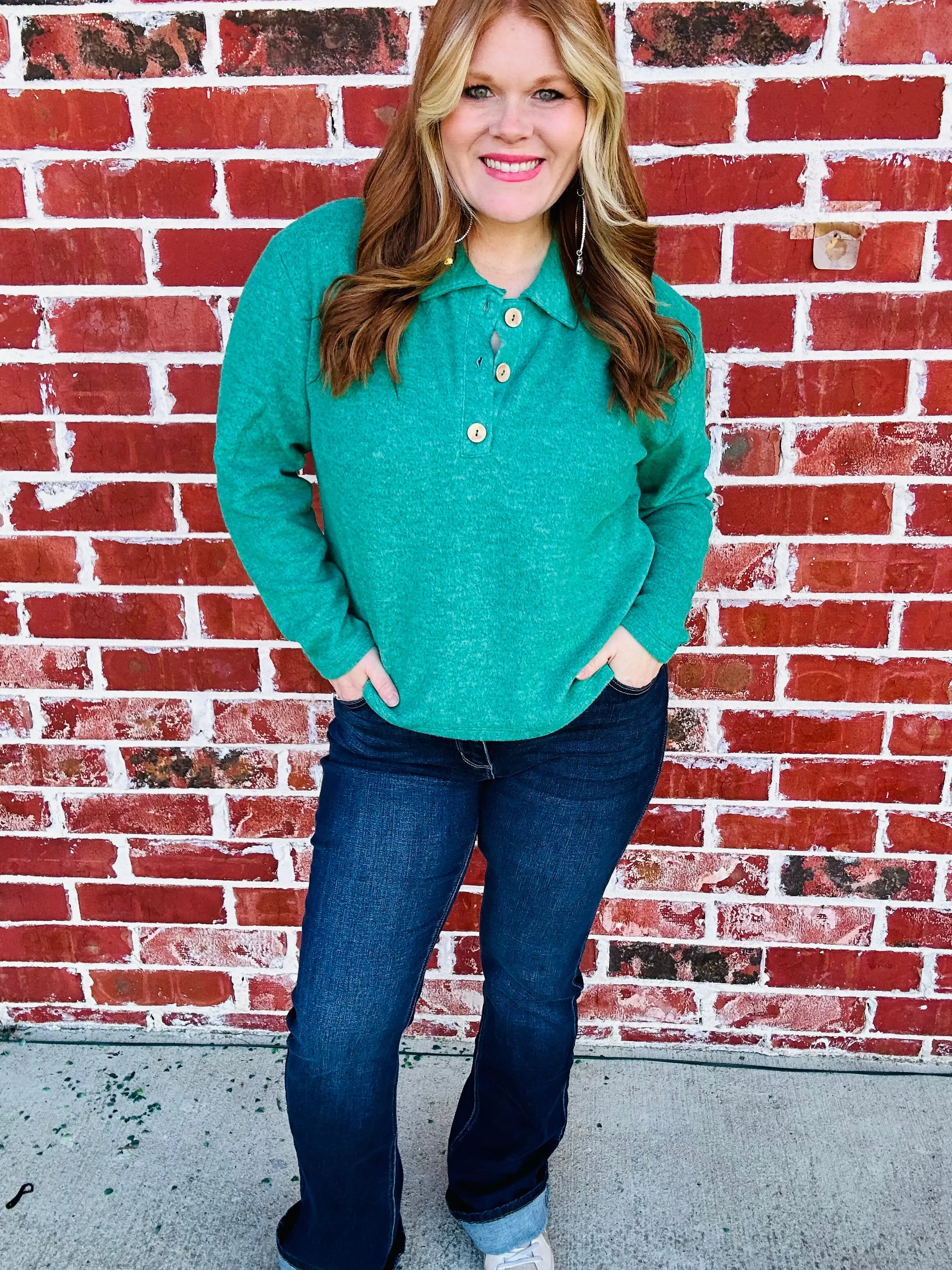 Soft Collared Sweater- Forest