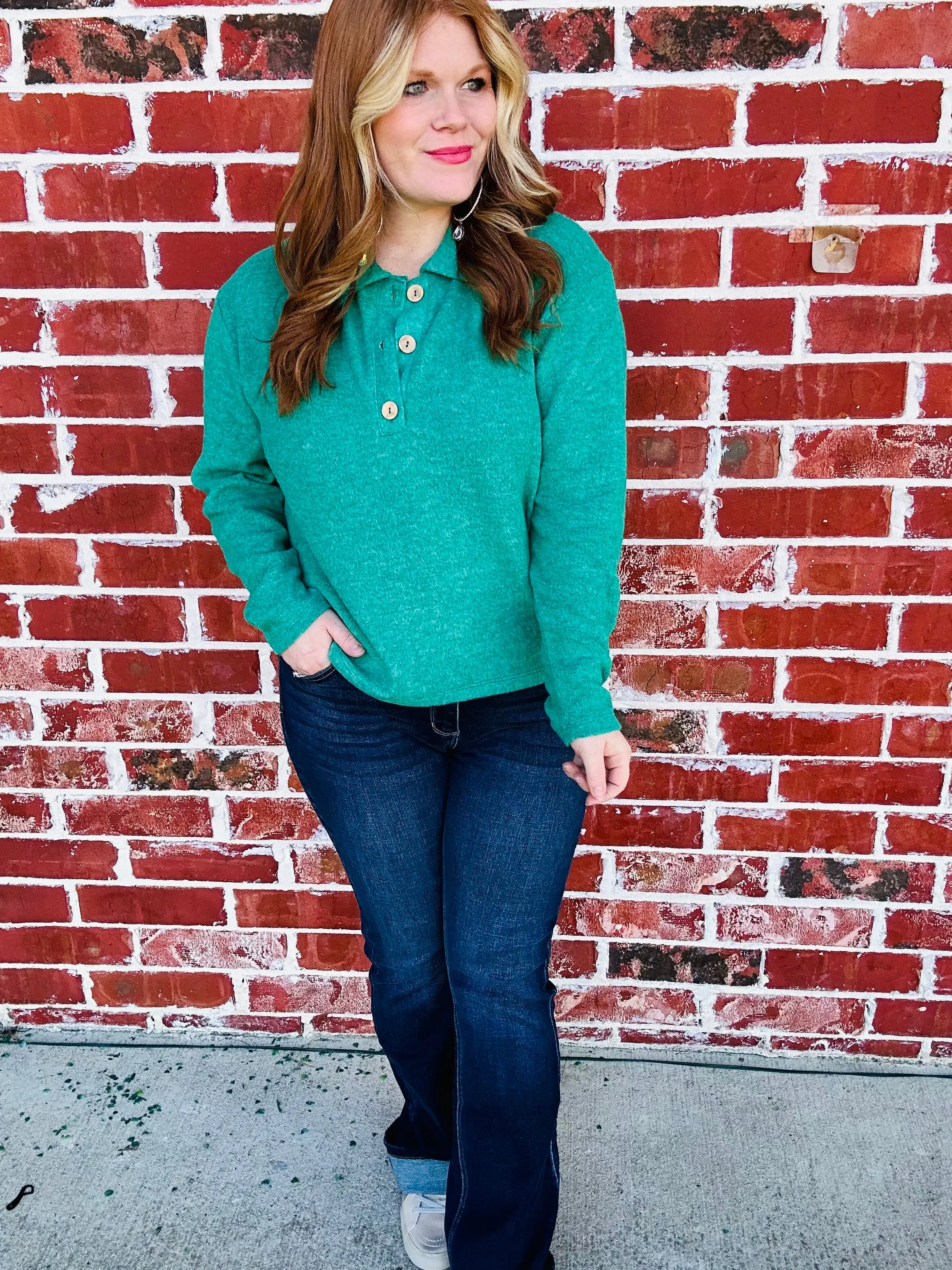 Soft Collared Sweater- Forest