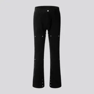 Stylish mid-waist bootcut decorated men's jeans