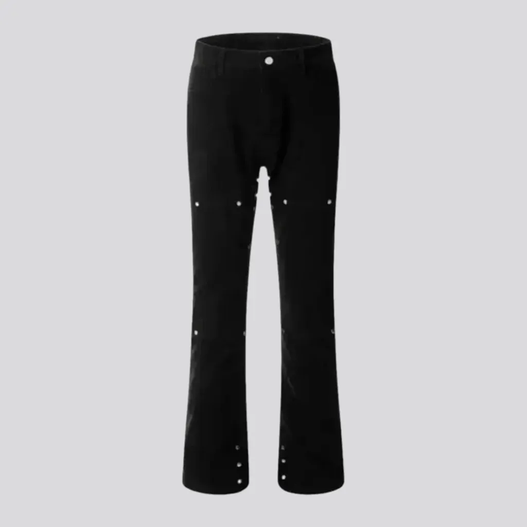 Stylish mid-waist bootcut decorated men's jeans