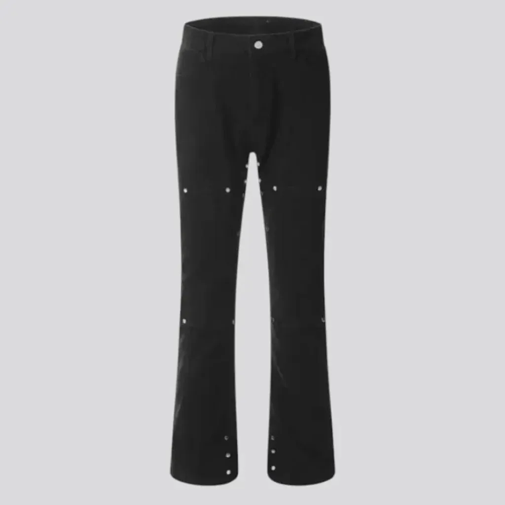Stylish mid-waist bootcut decorated men's jeans
