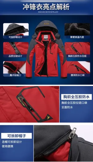 Winter Parka Men Windbreak Plus Velvet Thick Warm Windproof