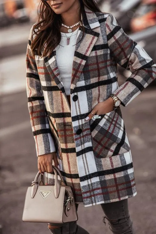 Woolen mid-length lapel single-breasted coat women's clothing