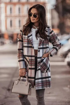 Woolen mid-length lapel single-breasted coat women's clothing