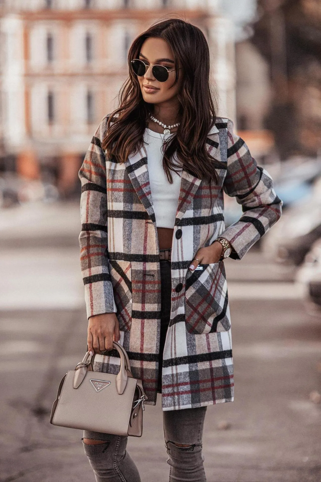 Woolen mid-length lapel single-breasted coat women's clothing