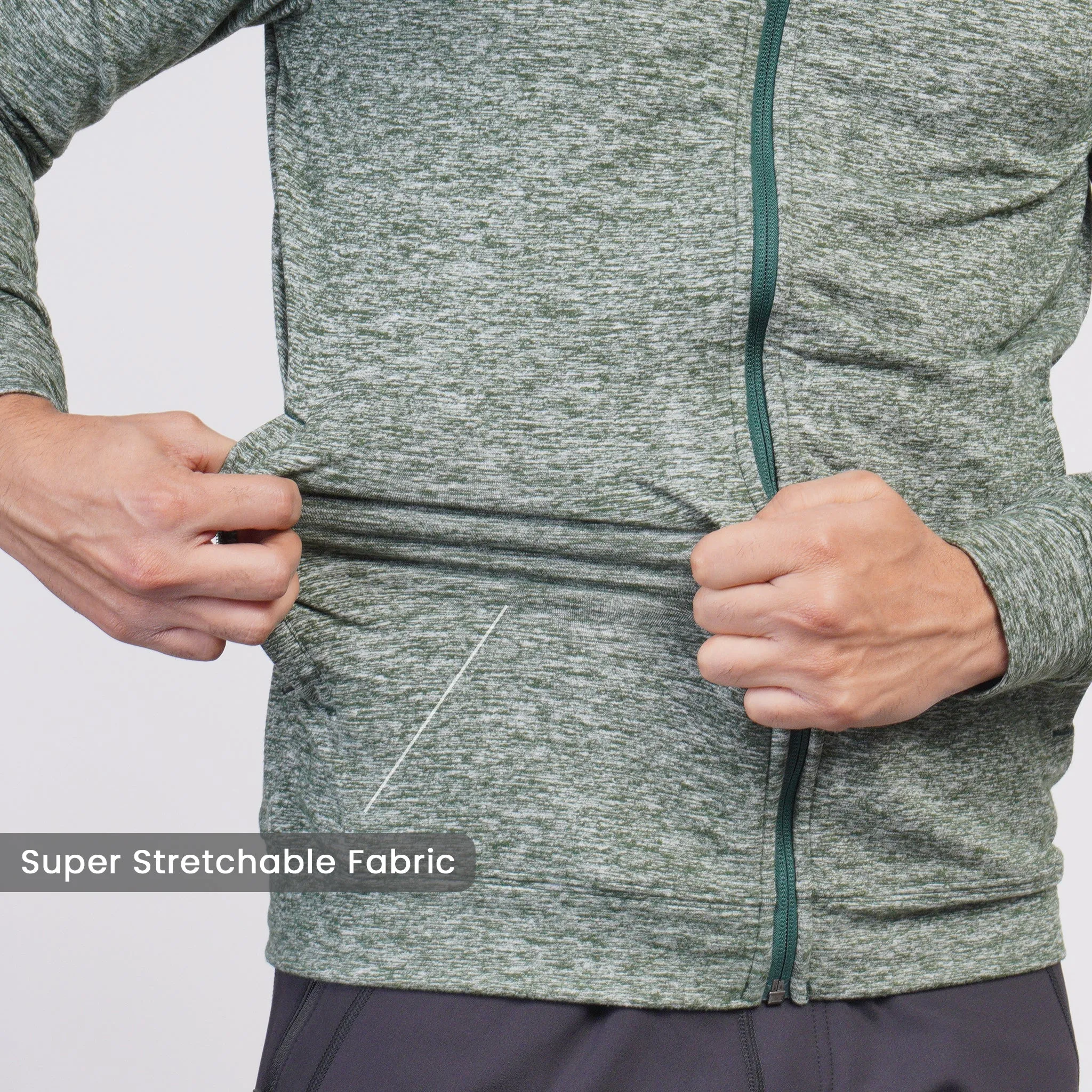Work-Desk Melange Forest Green Zipper Jacket