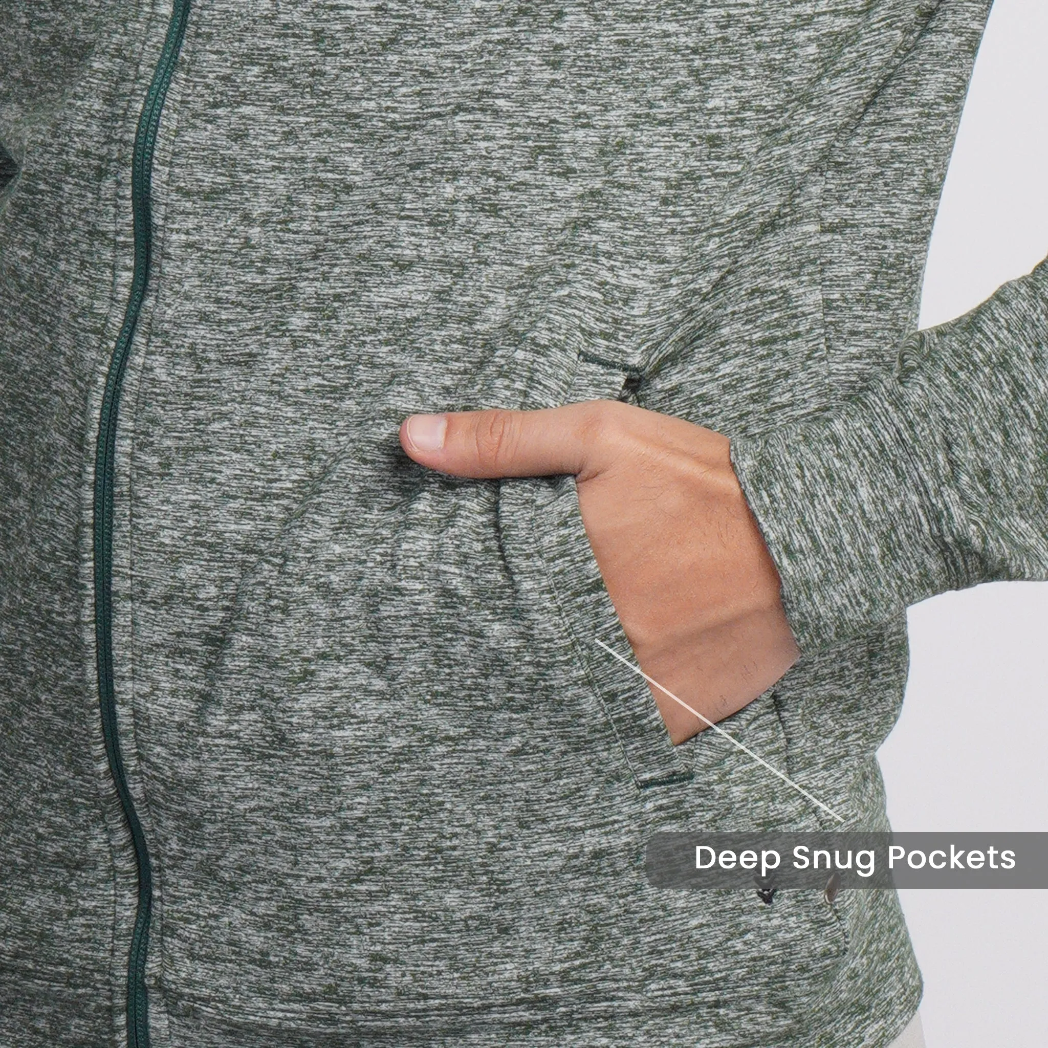 Work-Desk Melange Forest Green Zipper Jacket