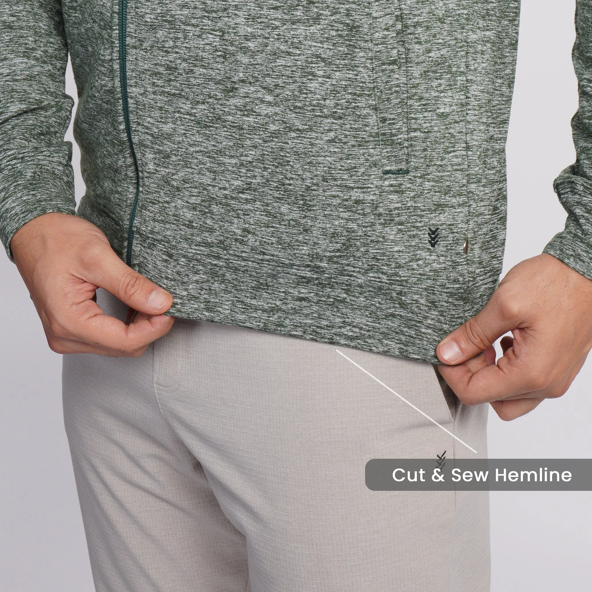 Work-Desk Melange Forest Green Zipper Jacket