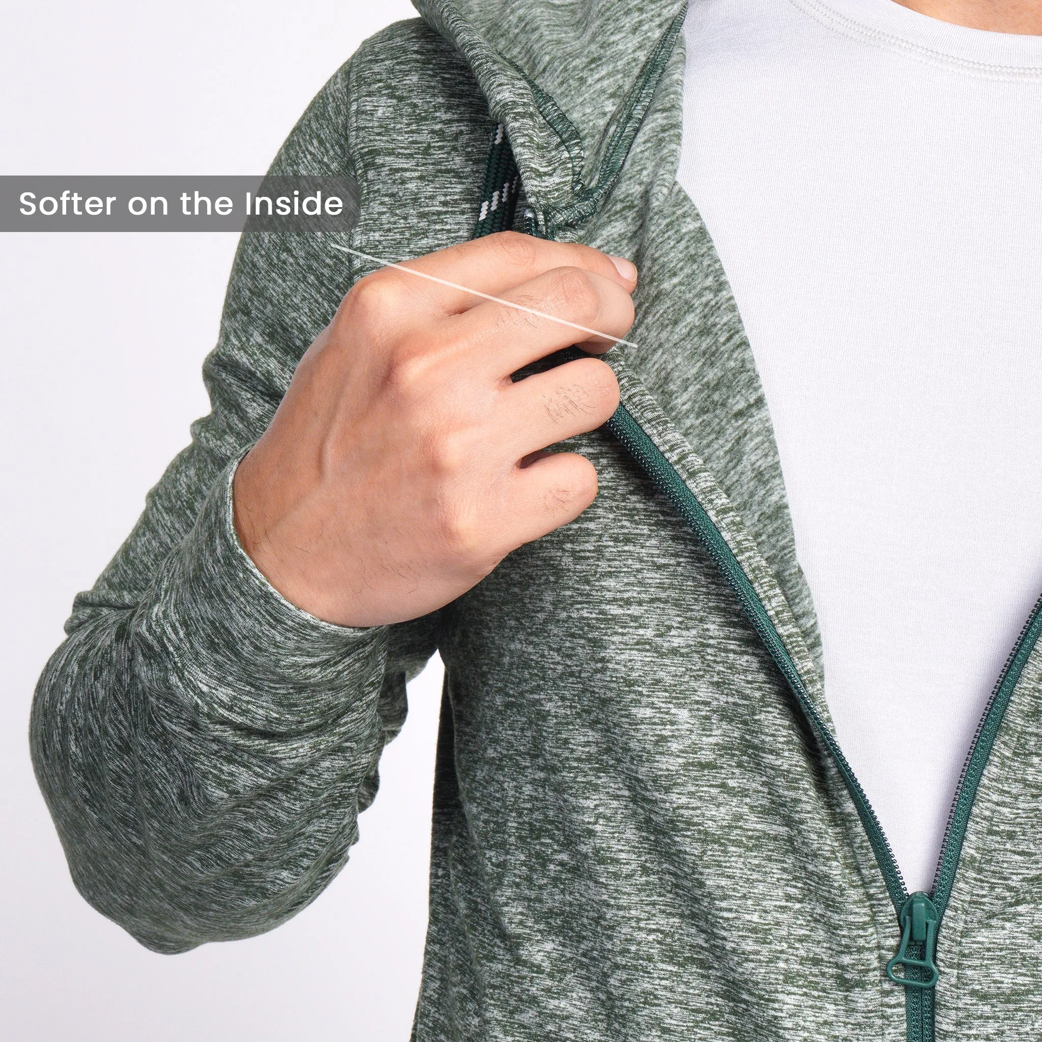 Work-Desk Melange Forest Green Zipper Jacket