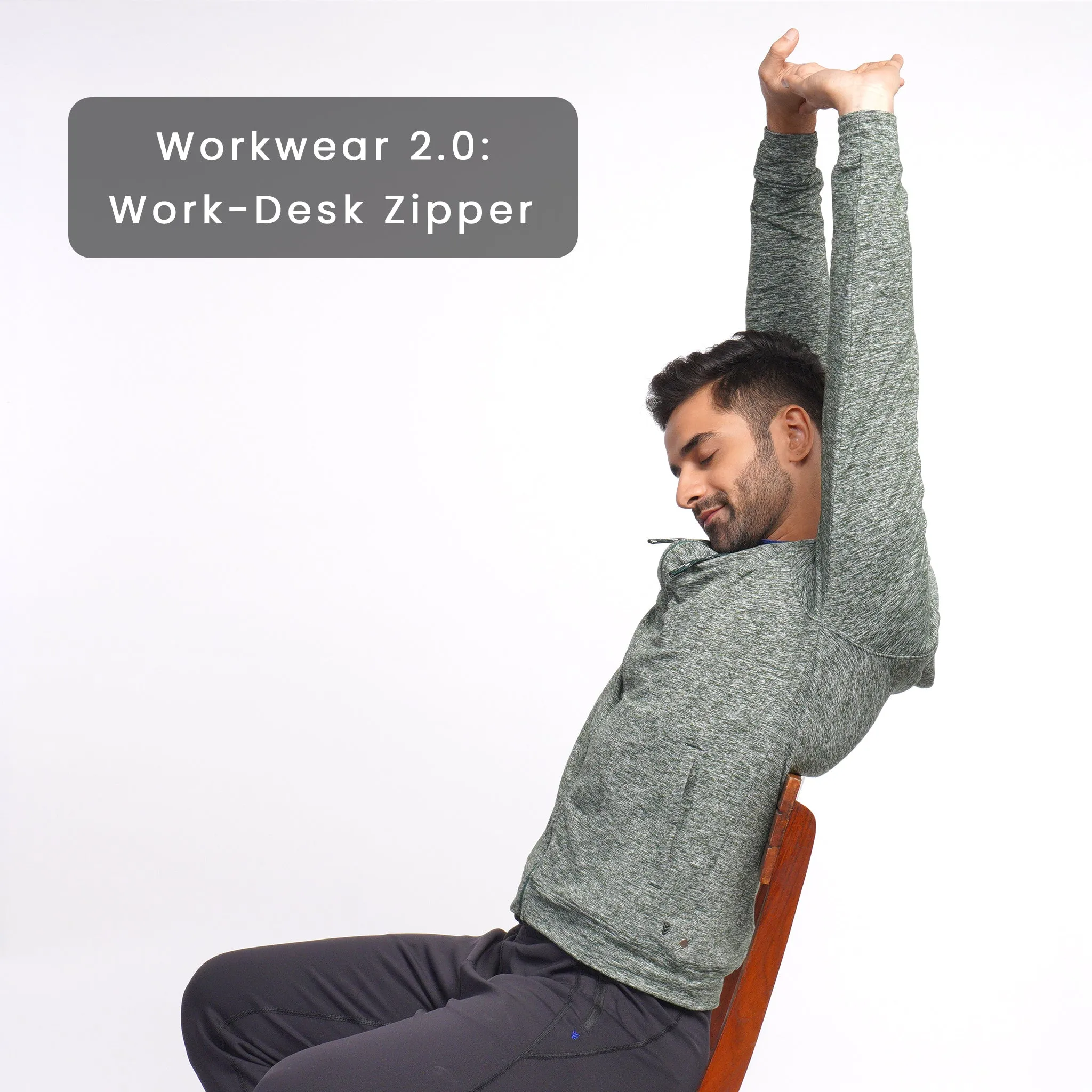 Work-Desk Melange Forest Green Zipper Jacket